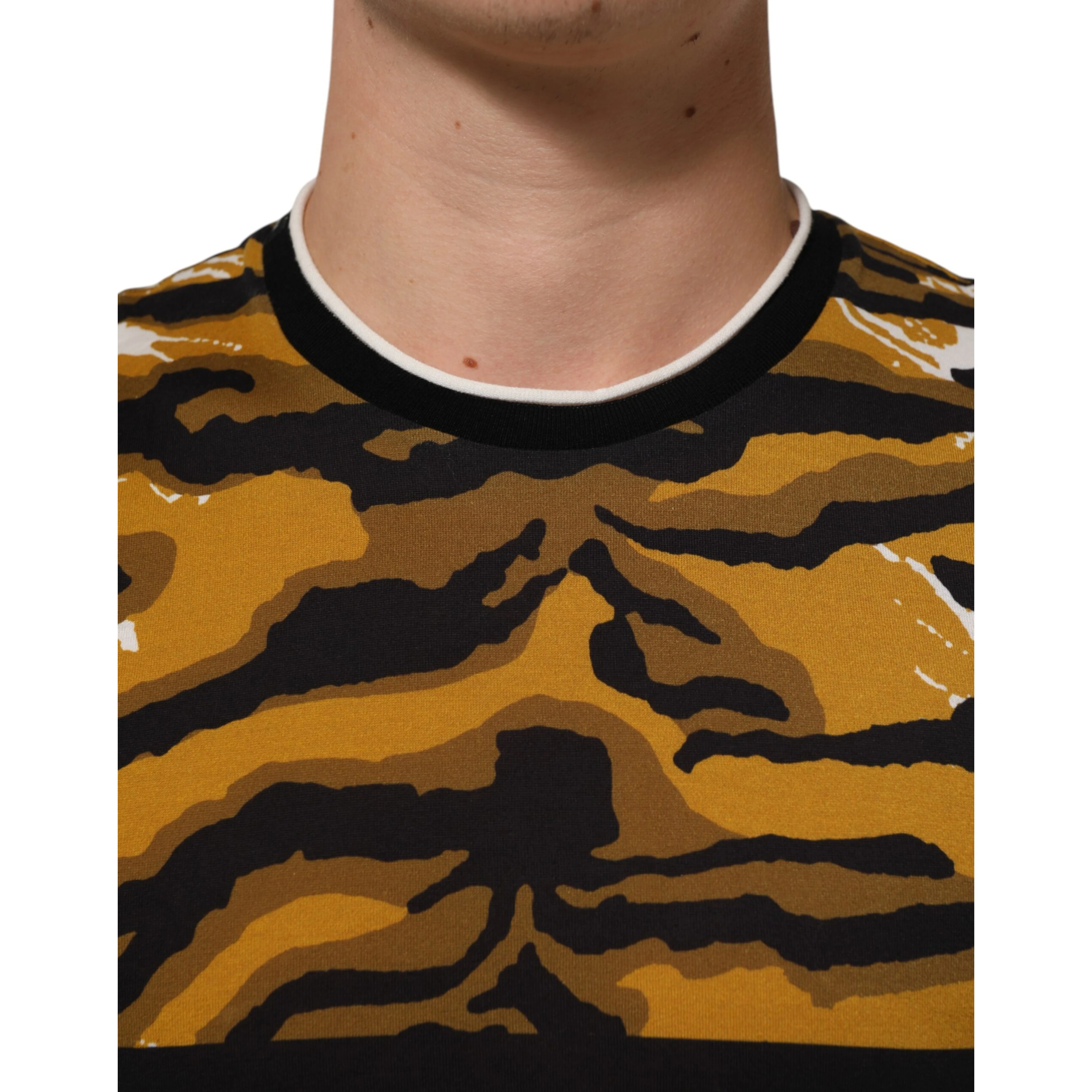 Multicolor Leopard Palm Leaf Men Crew Neck T-shirt