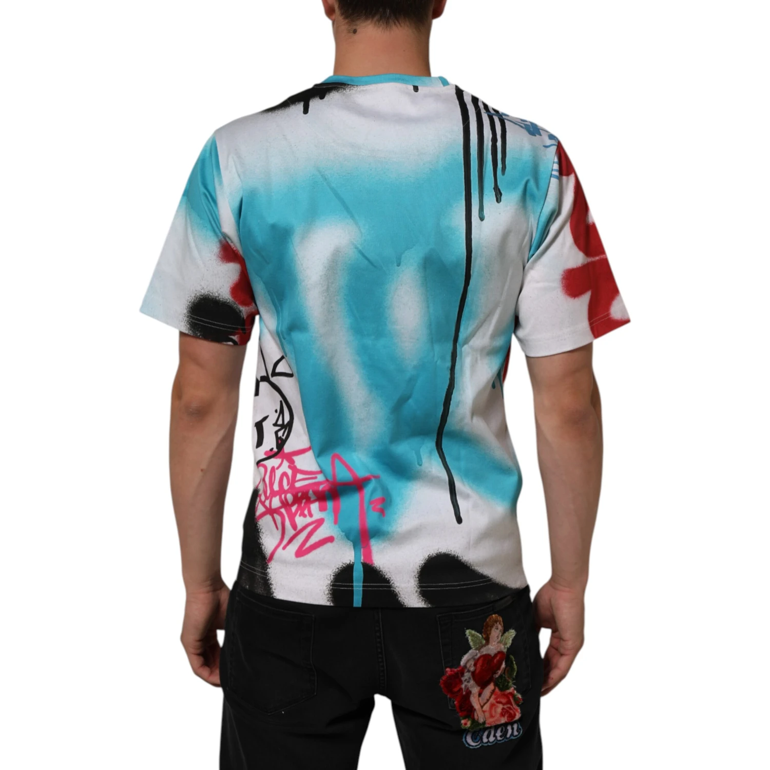 White Graffiti Crew Neck Short Sleeves T-shirt