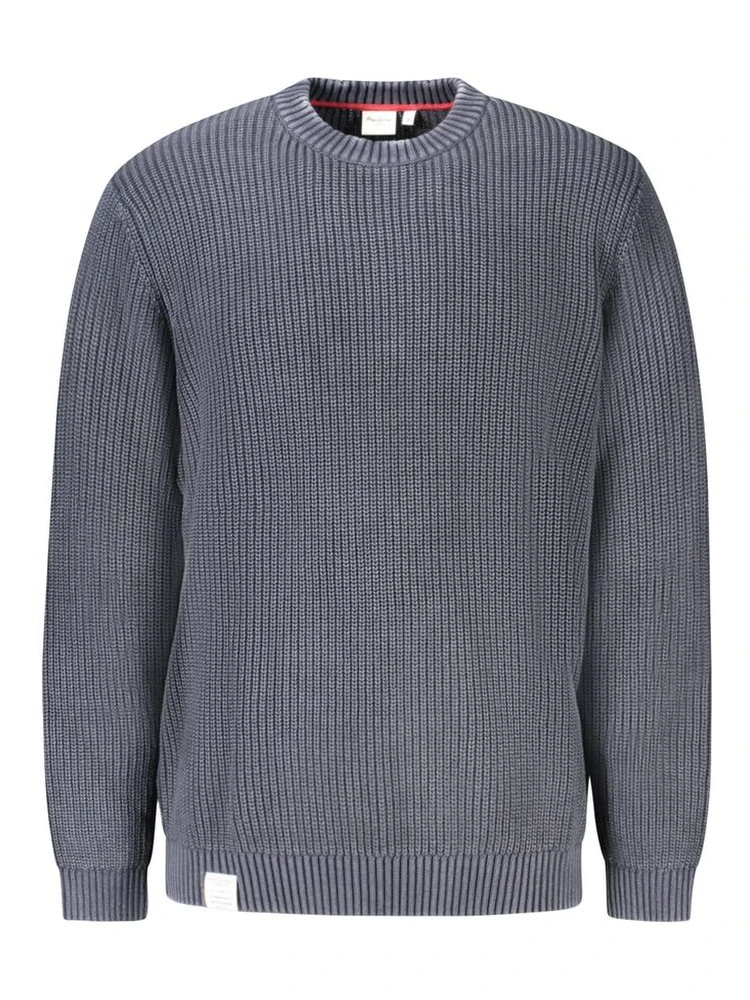 Blue Cotton Men Sweater