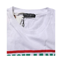 White Graphic Print Cotton Crew Neck T-shirt