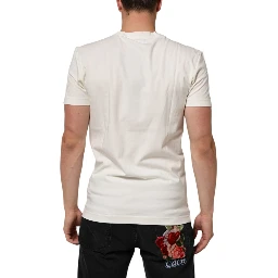 White Cotton Logo Bandana Print Men T-shirt