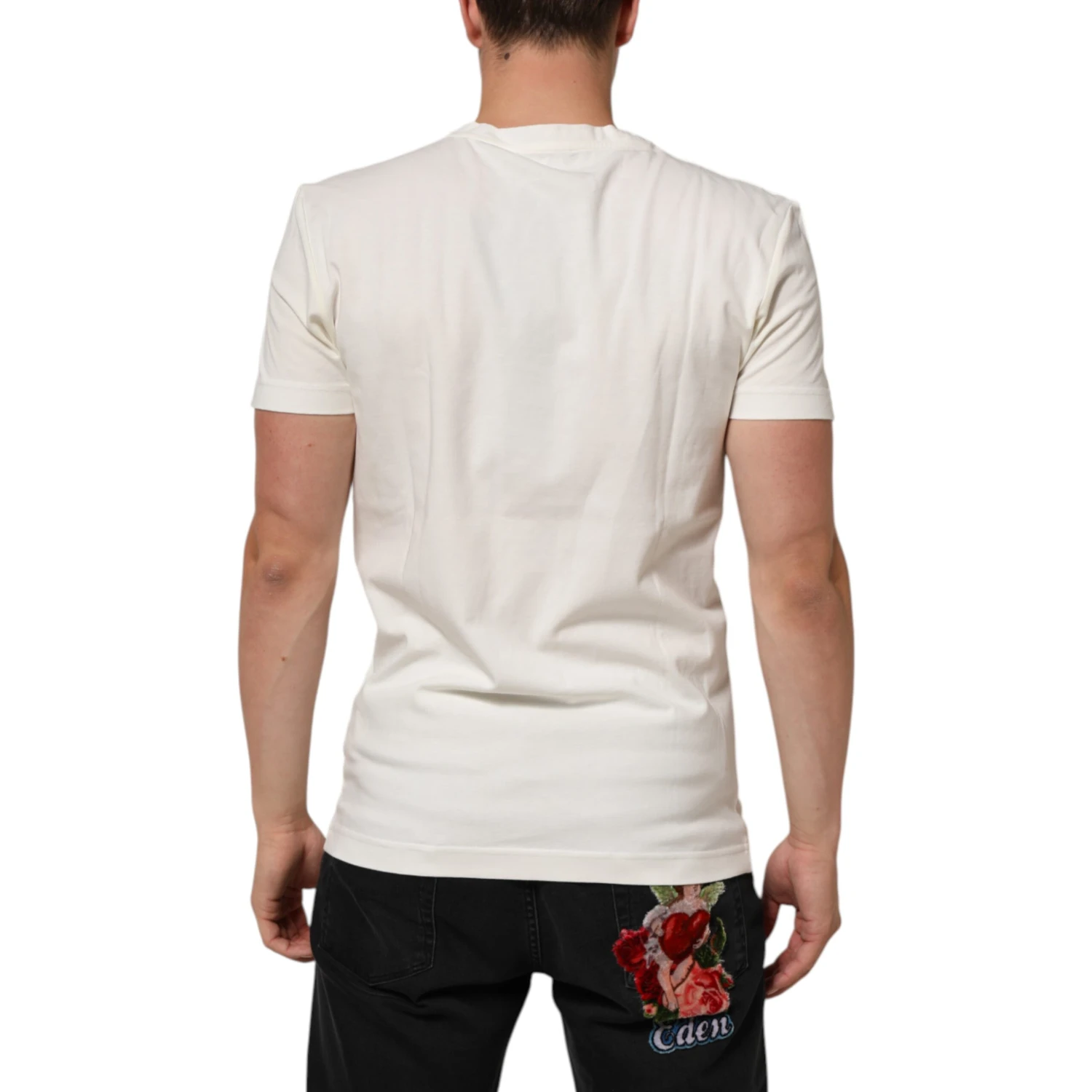 White Cotton Logo Bandana Print Men T-shirt