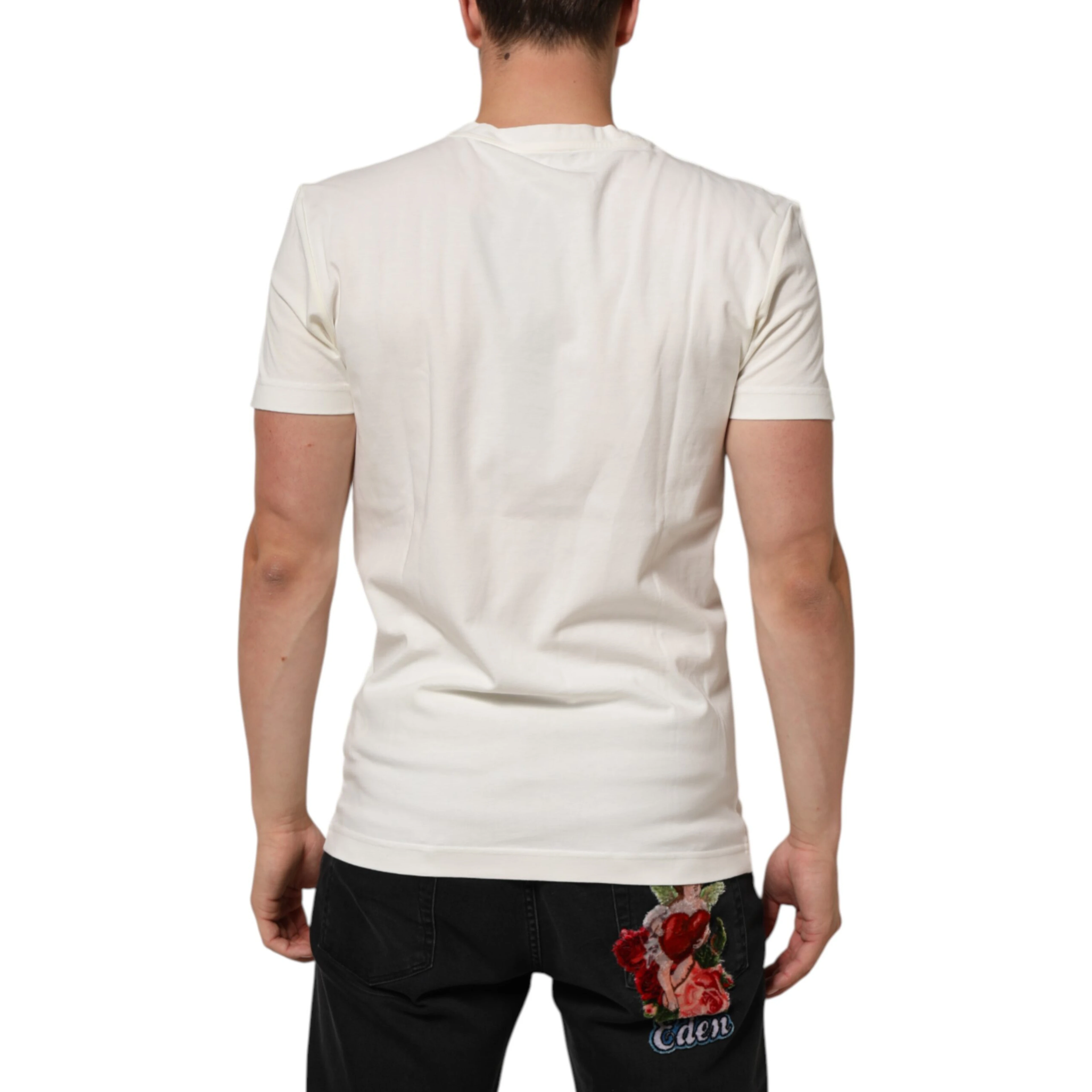 White Cotton Logo Bandana Print Men T-shirt