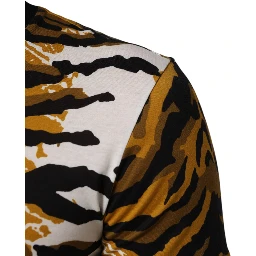Multicolor Leopard Palm Leaf Men Crew Neck T-shirt