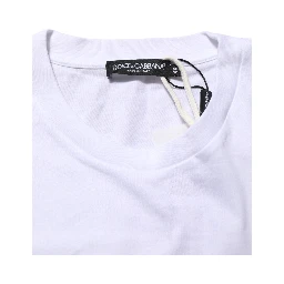 White Graphic Print Cotton Crew Neck T-shirt
