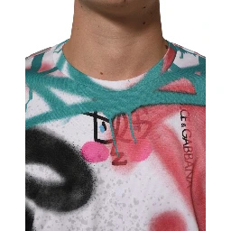 White Graffiti Crew Neck Short Sleeves T-shirt
