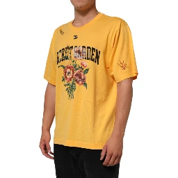Yellow Secret Graden Floral Cotton CrewNeck T-shirt