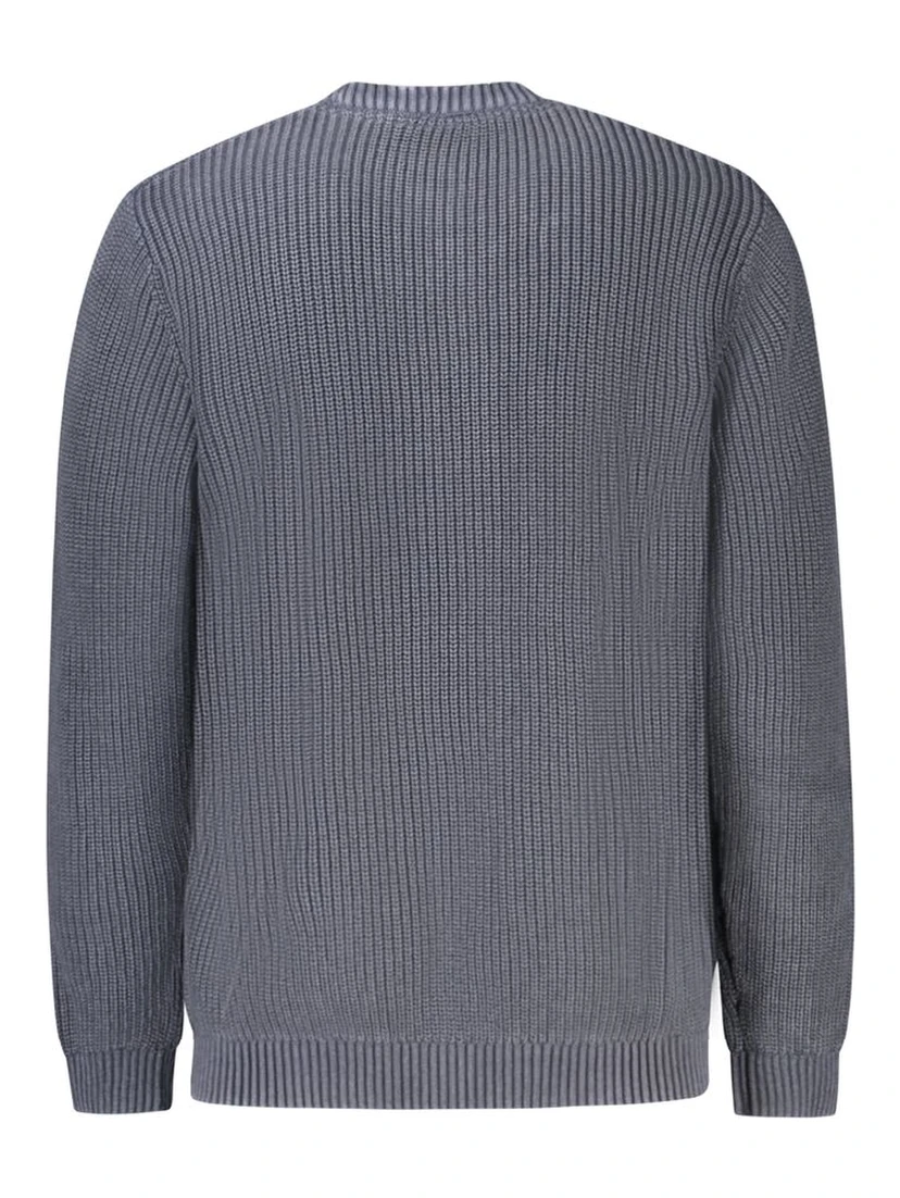 Blue Cotton Men Sweater