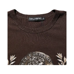 Brown Coin Laurel Print Men Crew Neck T-shirt