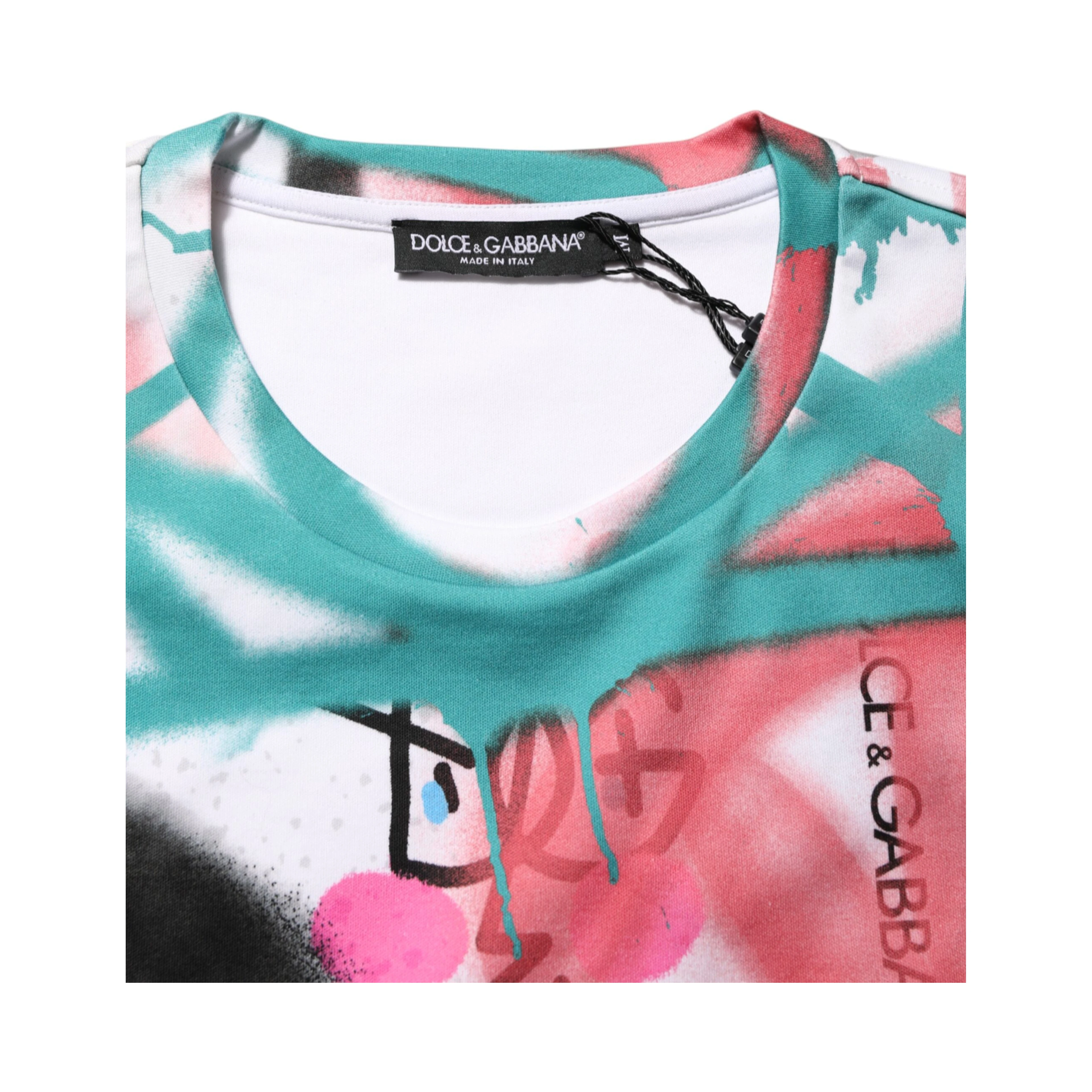 White Graffiti Crew Neck Short Sleeves T-shirt