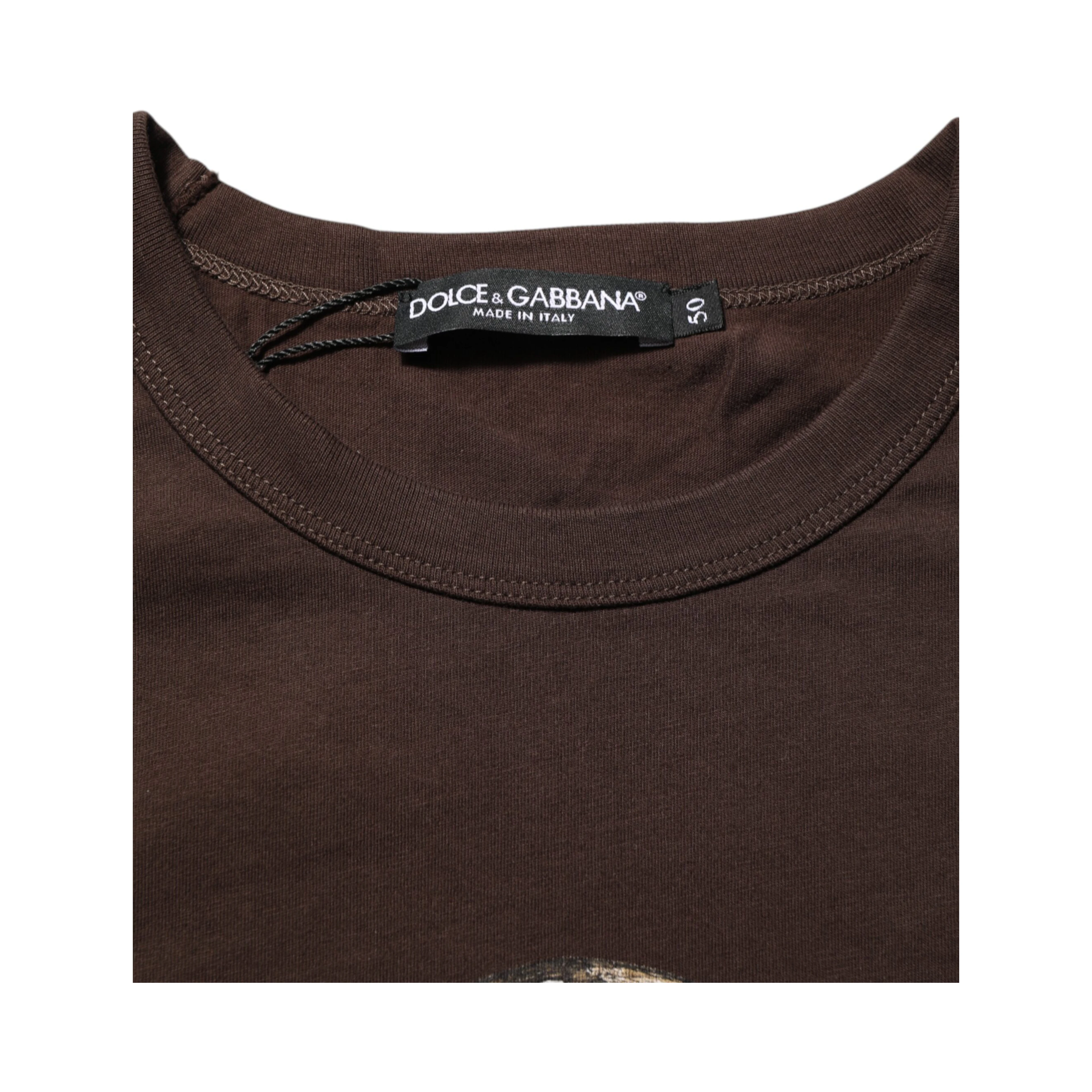 Brown Coin Laurel Print Men Crew Neck T-shirt