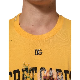 Yellow Secret Graden Floral Cotton CrewNeck T-shirt