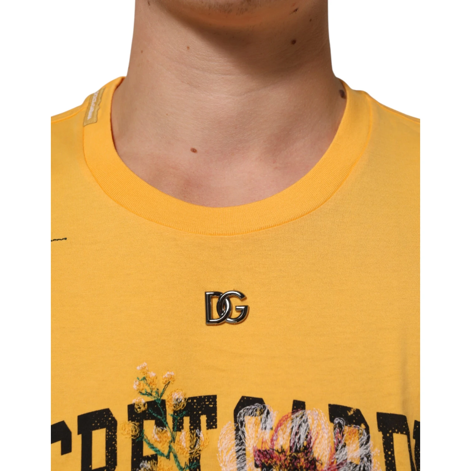 Yellow Secret Graden Floral Cotton CrewNeck T-shirt