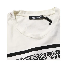 White Cotton Logo Bandana Print Men T-shirt