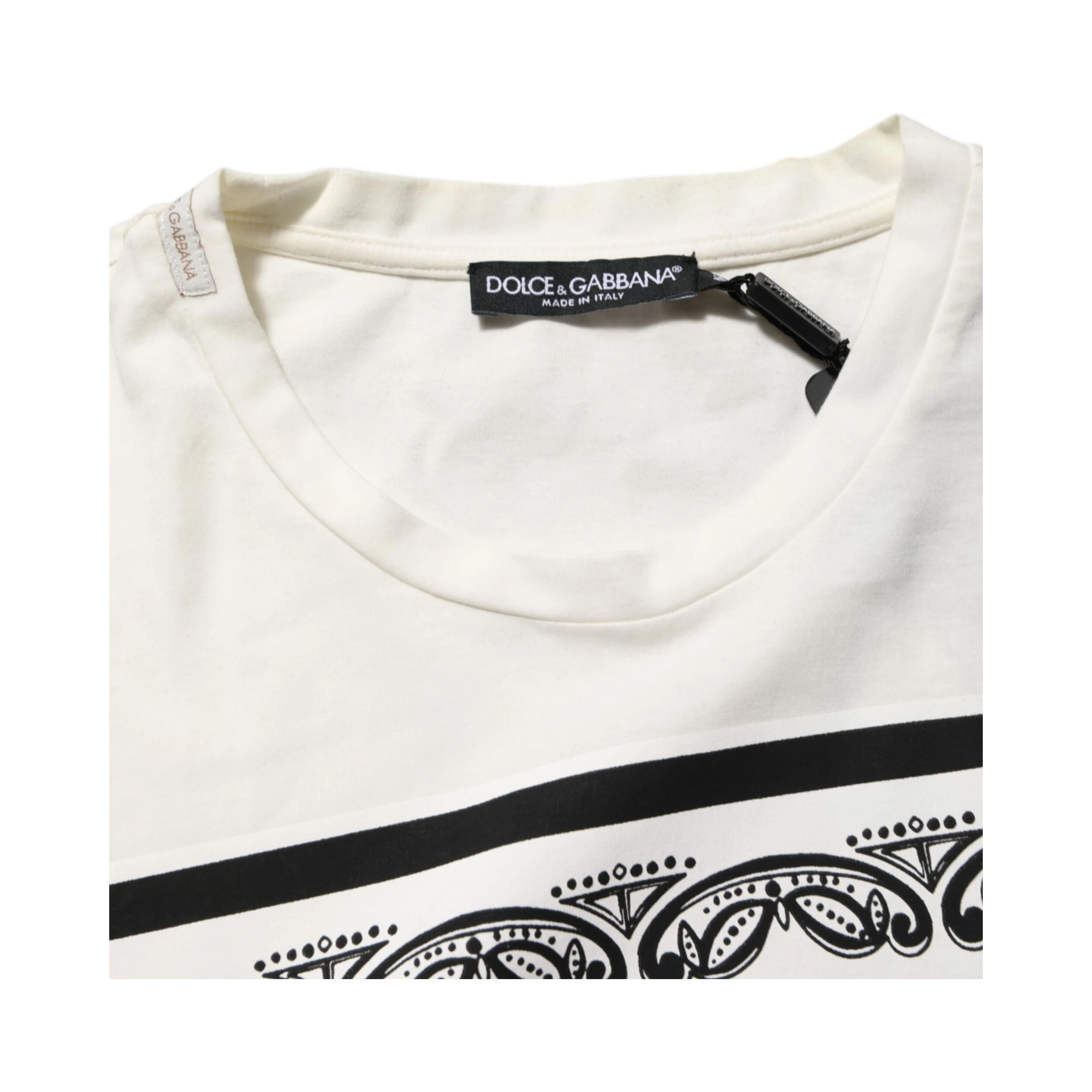 White Cotton Logo Bandana Print Men T-shirt
