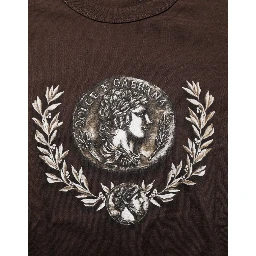 Brown Coin Laurel Print Men Crew Neck T-shirt