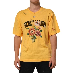 Yellow Secret Graden Floral Cotton Crew Neck T-shirt