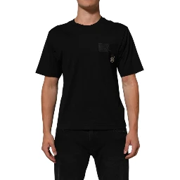 Black Logo Plaque Cotton Crew Neck T-shirt