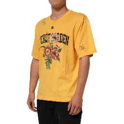 Yellow Secret Graden Floral Cotton Crew Neck T-shirt