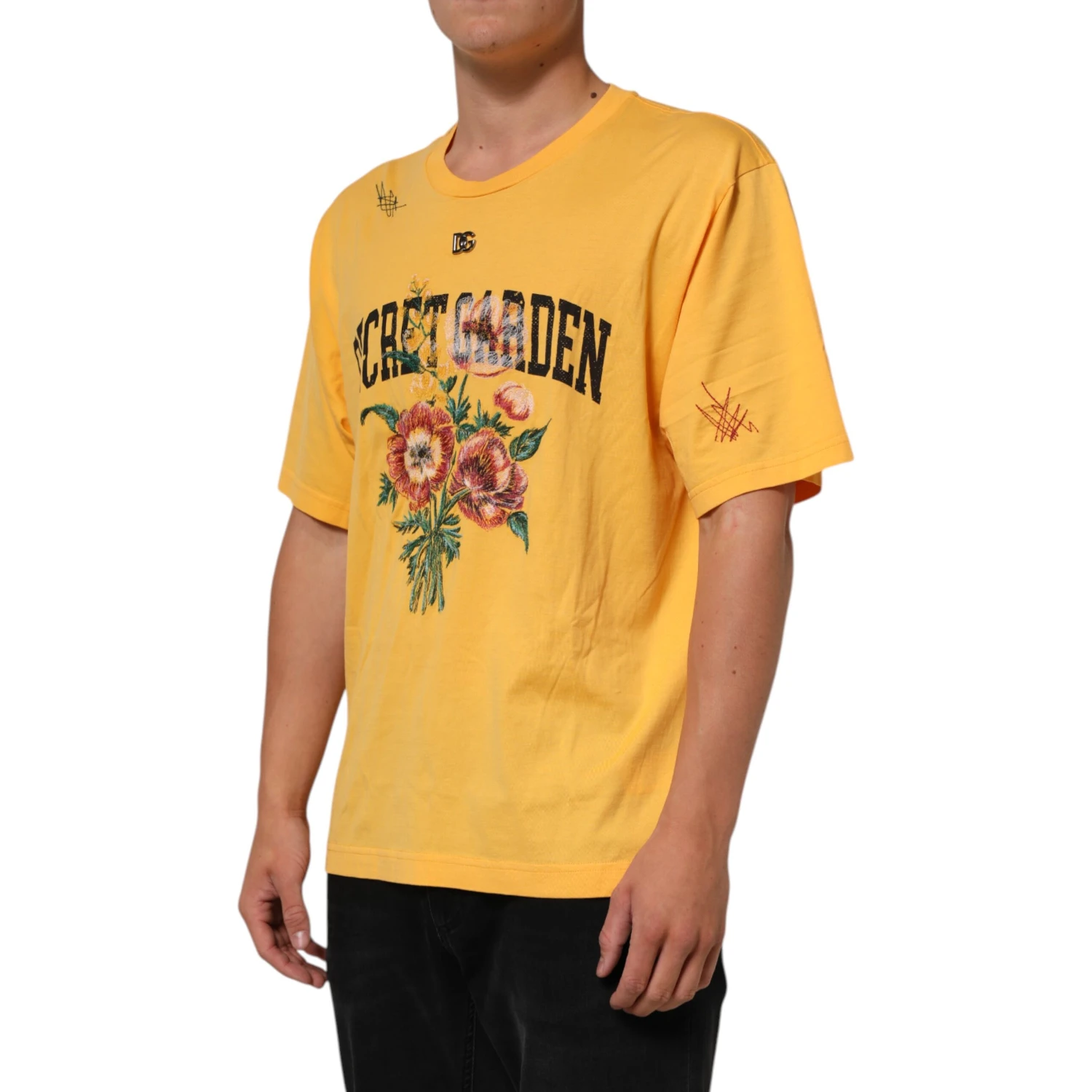 Yellow Secret Graden Floral Cotton Crew Neck T-shirt