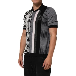 Black White Polka Dot Collared Polo T-shirt