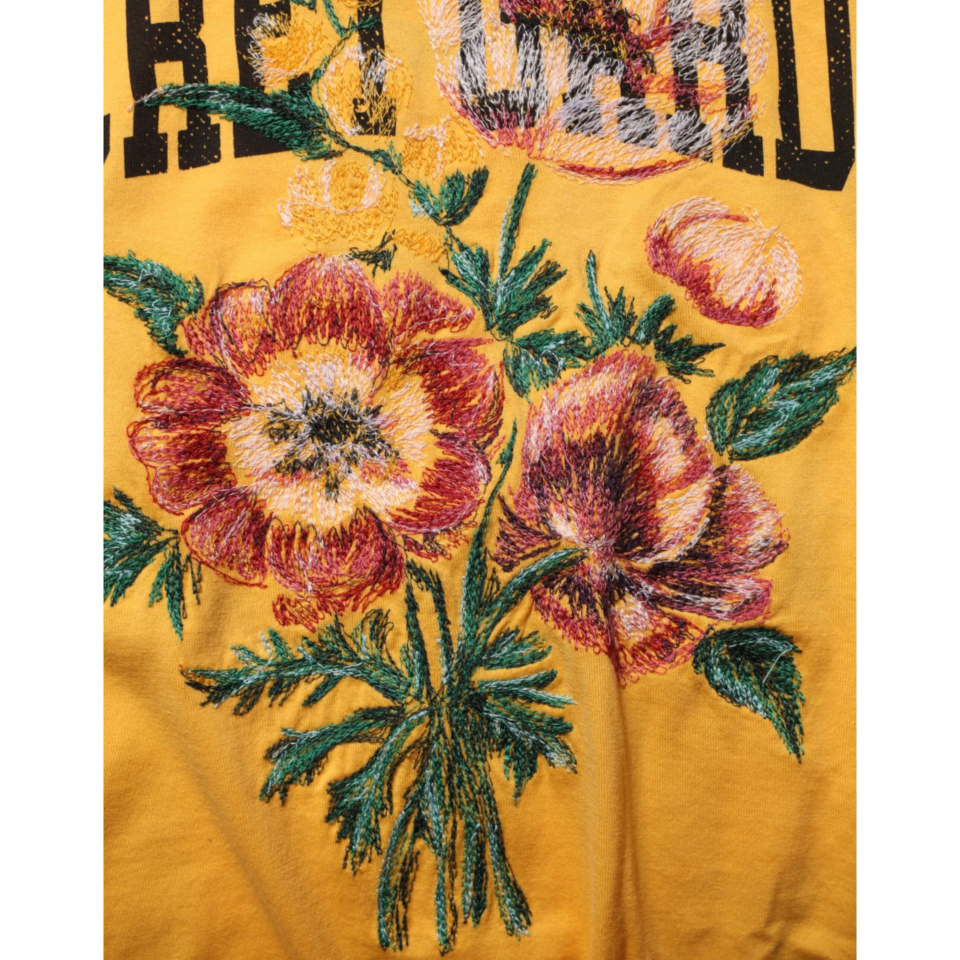 Yellow Secret Graden Floral Cotton CrewNeck T-shirt