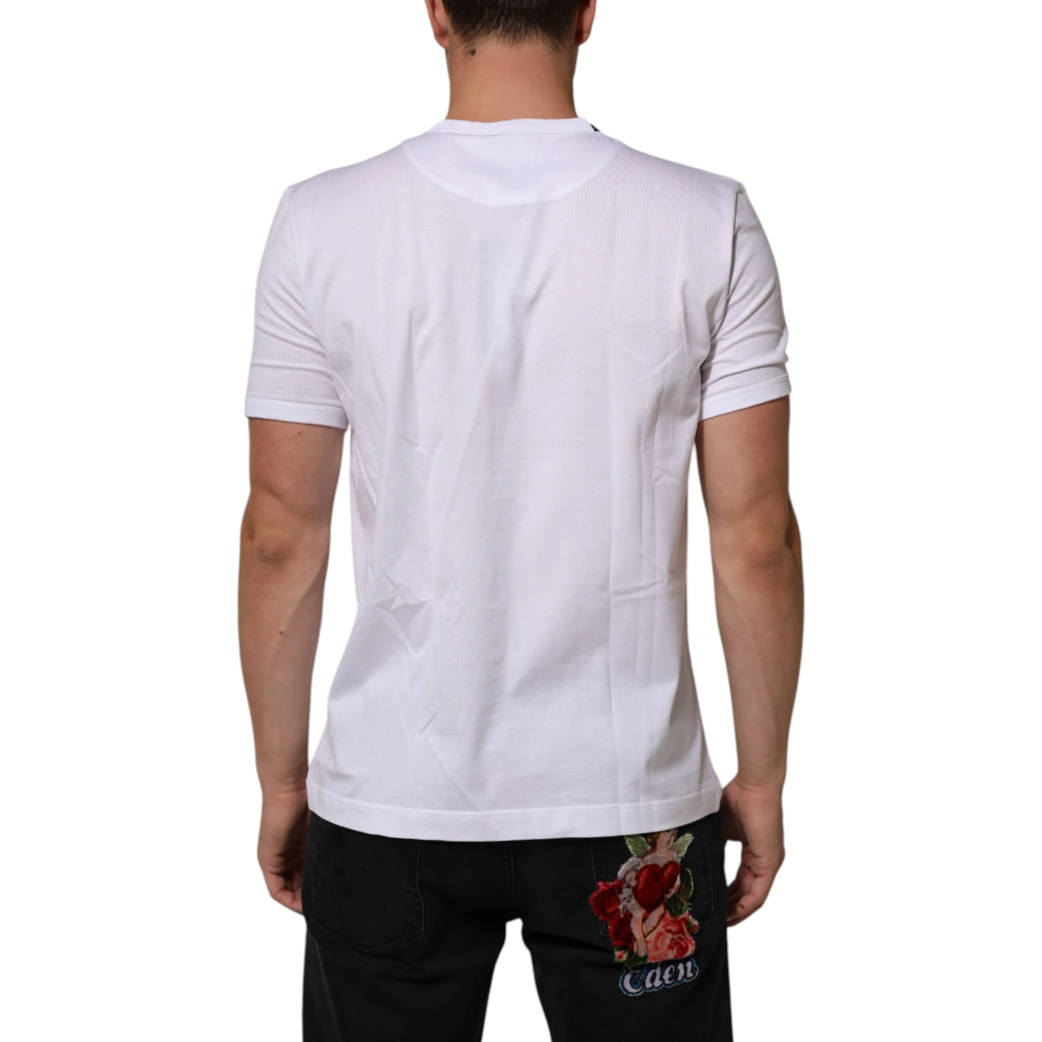 White Goodluck 2021 Cotton Crew Neck  T-shirt