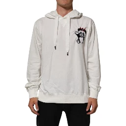 Off White Cotton Panda Hooded Sweatshirt Sweater