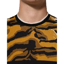 Multicolor Leopard Palm Leaf Men Crew Neck T-shirt