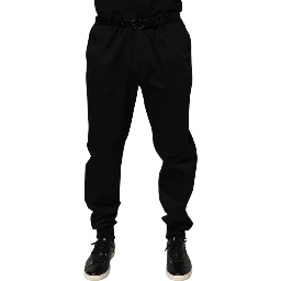 Black Cotton Stretch Casual Trouser Pants