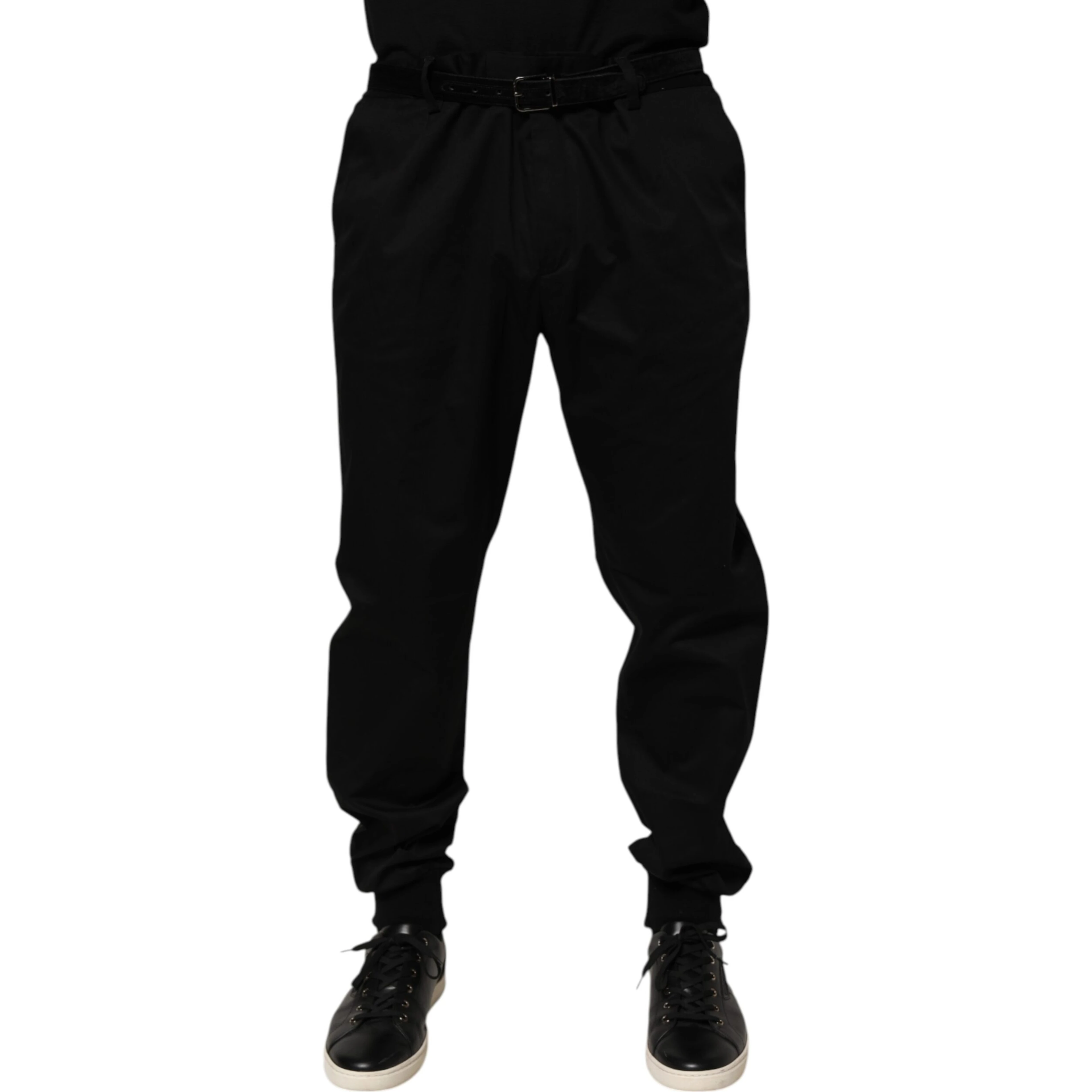 Black Cotton Stretch Casual Trouser Pants
