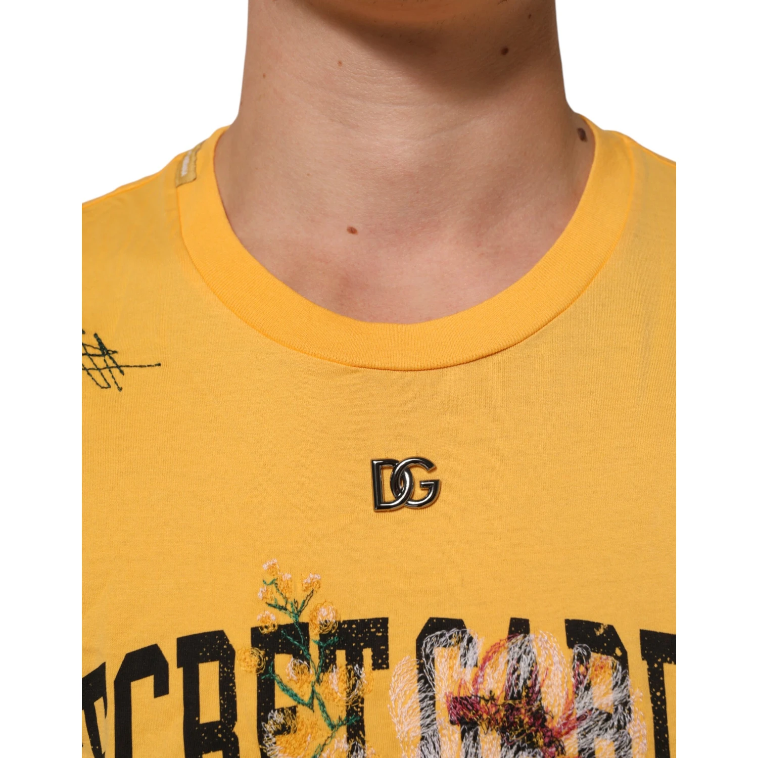 Yellow Secret Graden Floral Cotton Crew Neck T-shirt