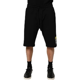 Black Cotton Mid Waist Casual Bermuda Short