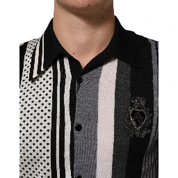 Black White Polka Dot Collared Polo T-shirt