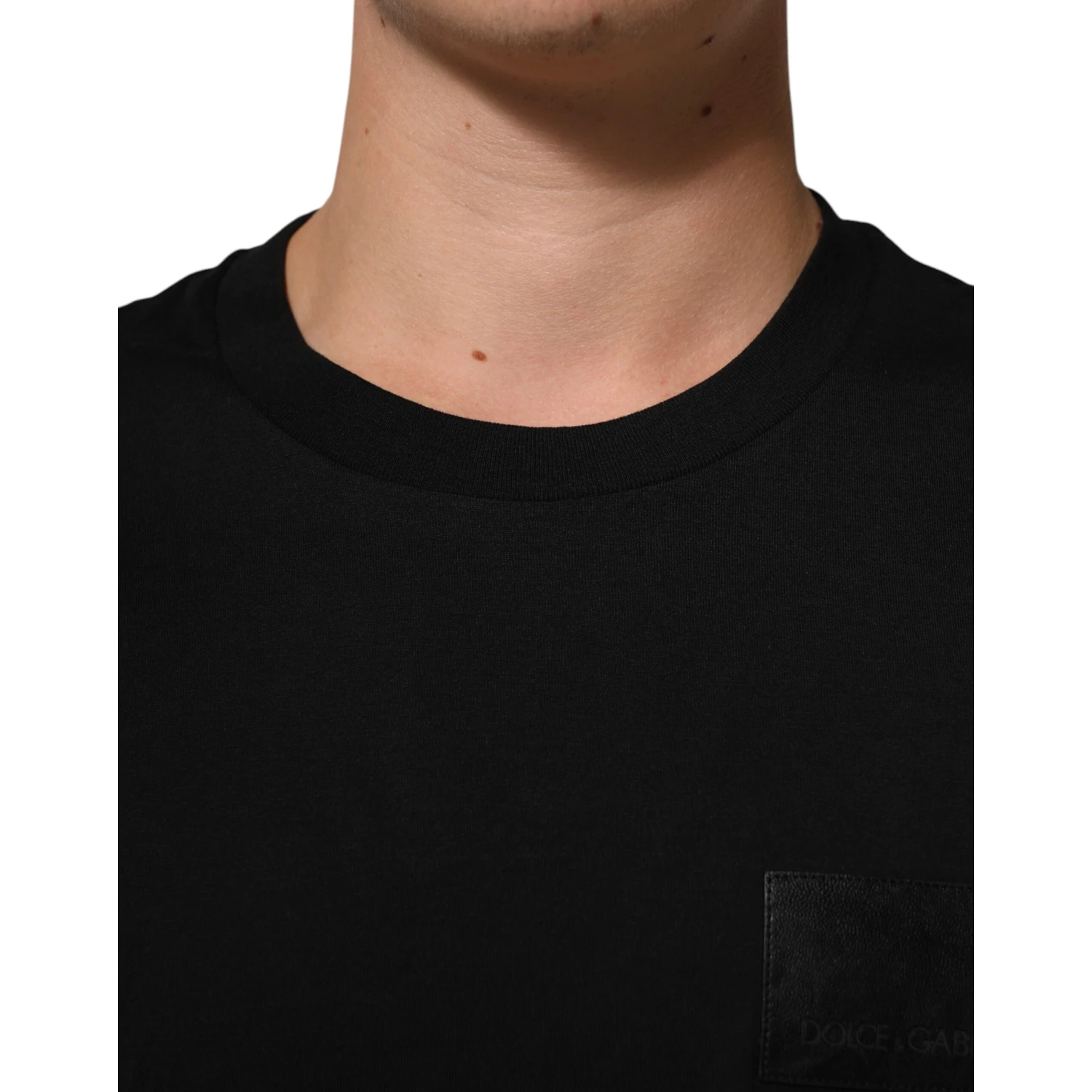 Black Logo Plaque Cotton Crew Neck T-shirt