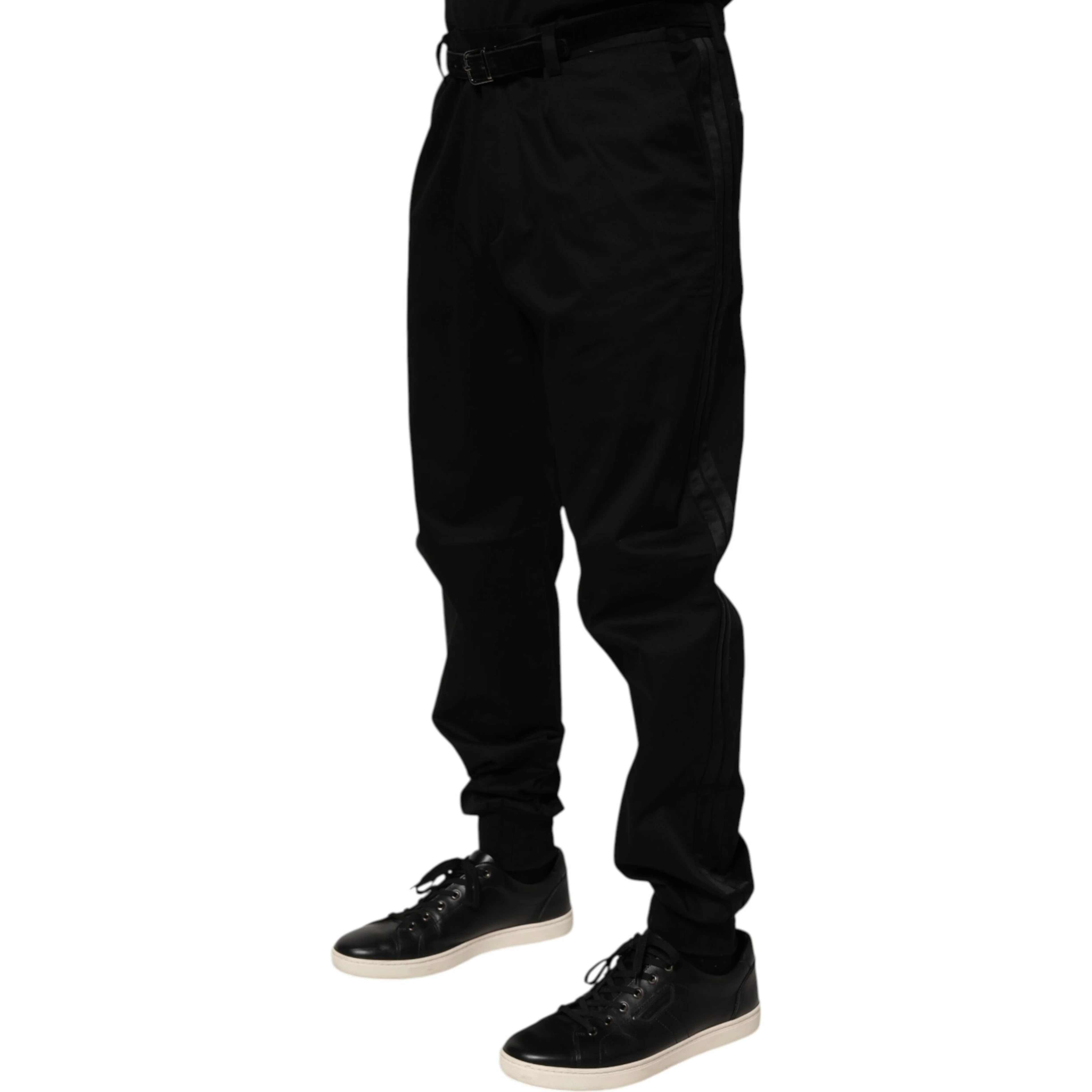 Black Cotton Stretch Casual Trouser Pants