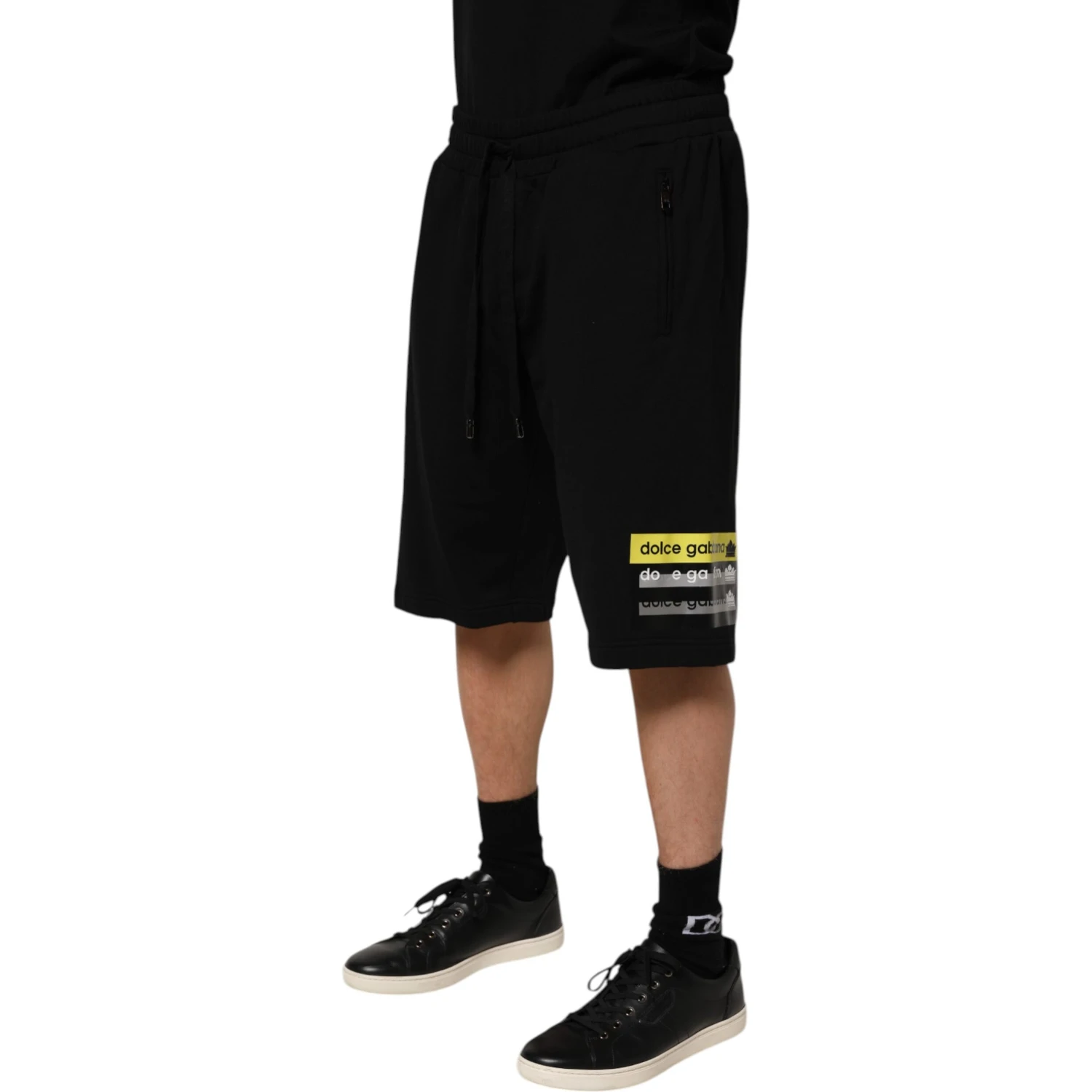 Black Cotton Mid Waist Casual Bermuda Short