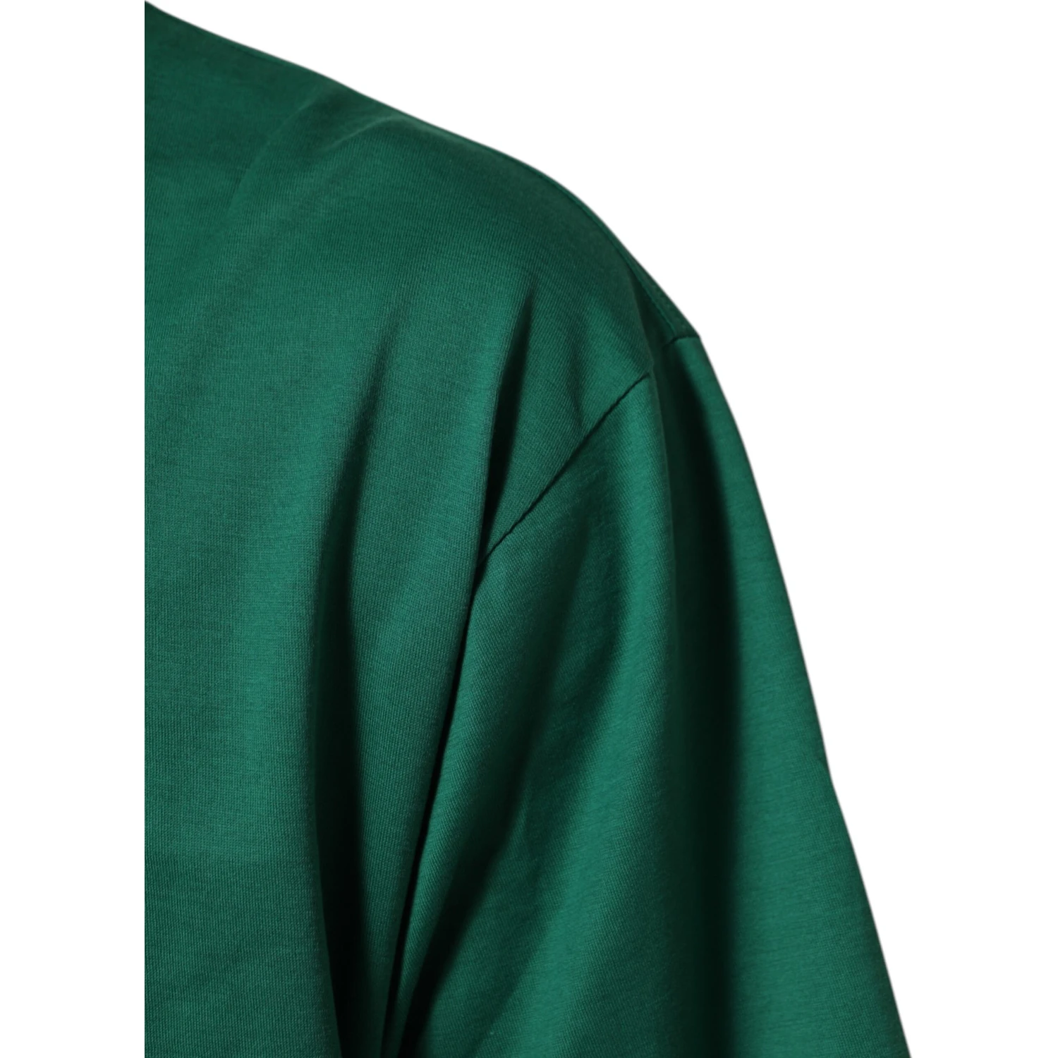 Green Cotton Graphic Logo Print Crewneck T-shirt