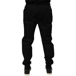 Black Cotton Stretch Casual Trouser Pants