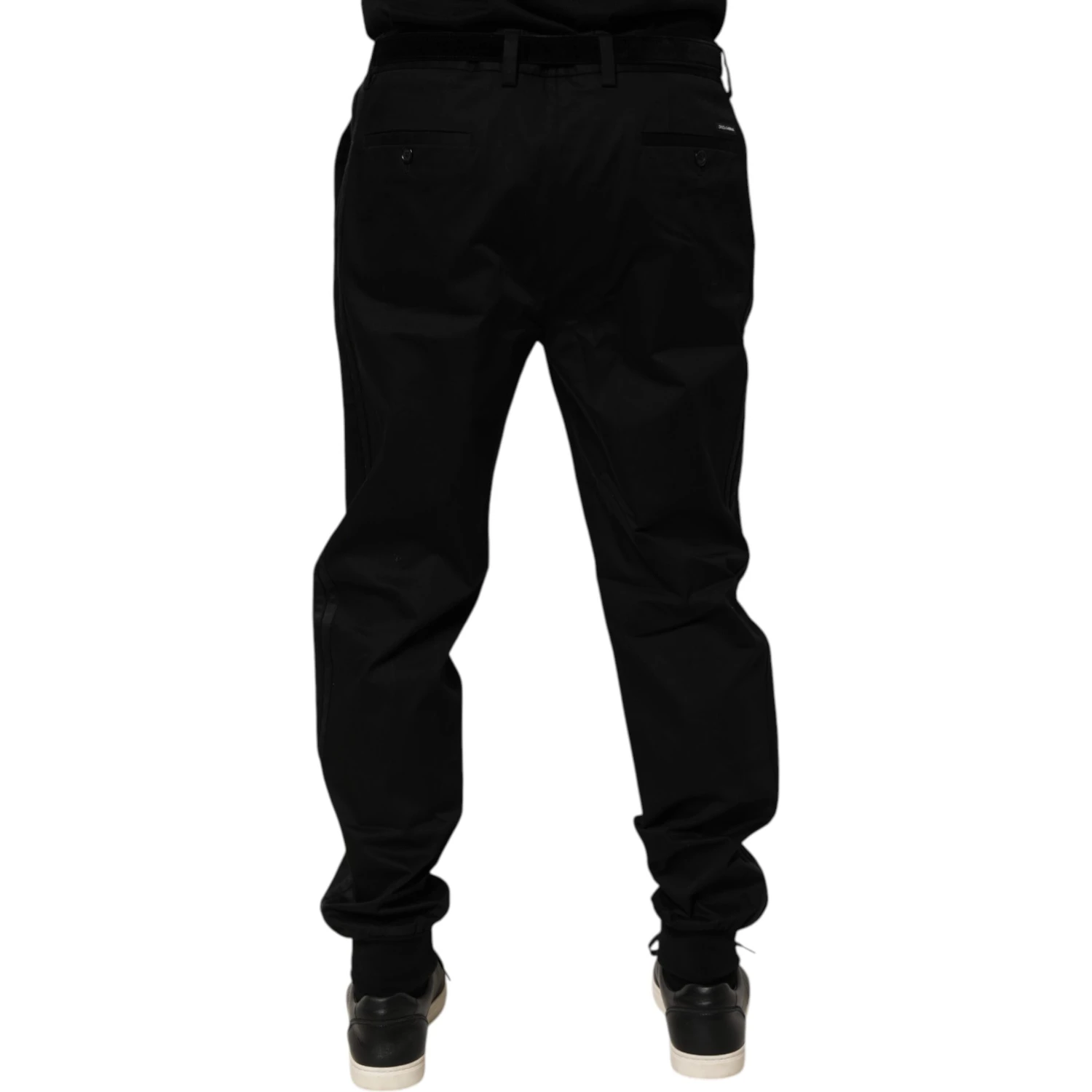 Black Cotton Stretch Casual Trouser Pants