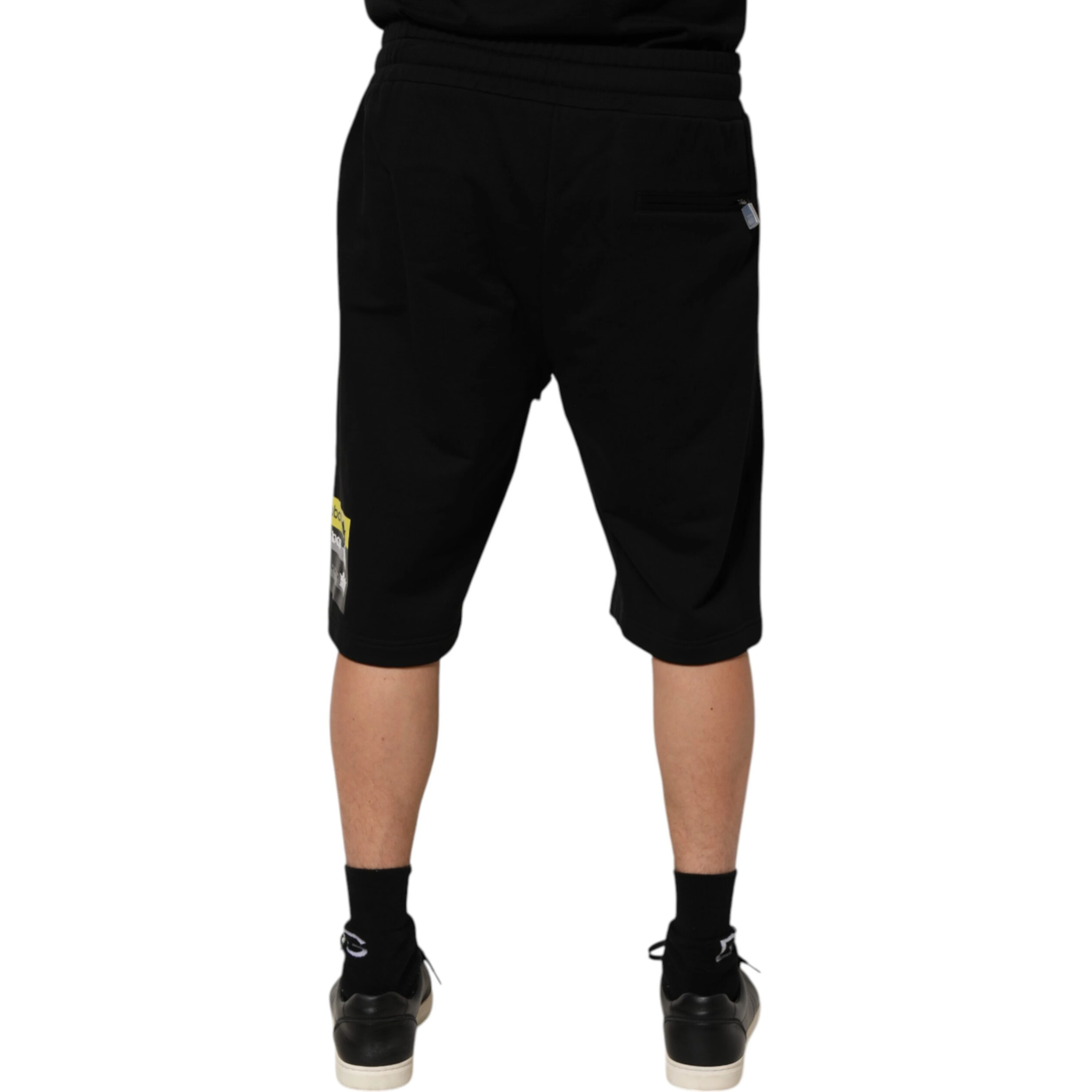 Black Cotton Mid Waist Casual Bermuda Short
