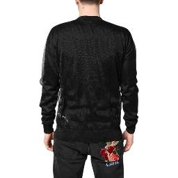 Black Logo Polyester CrewNeck Sweatshirt Sweater