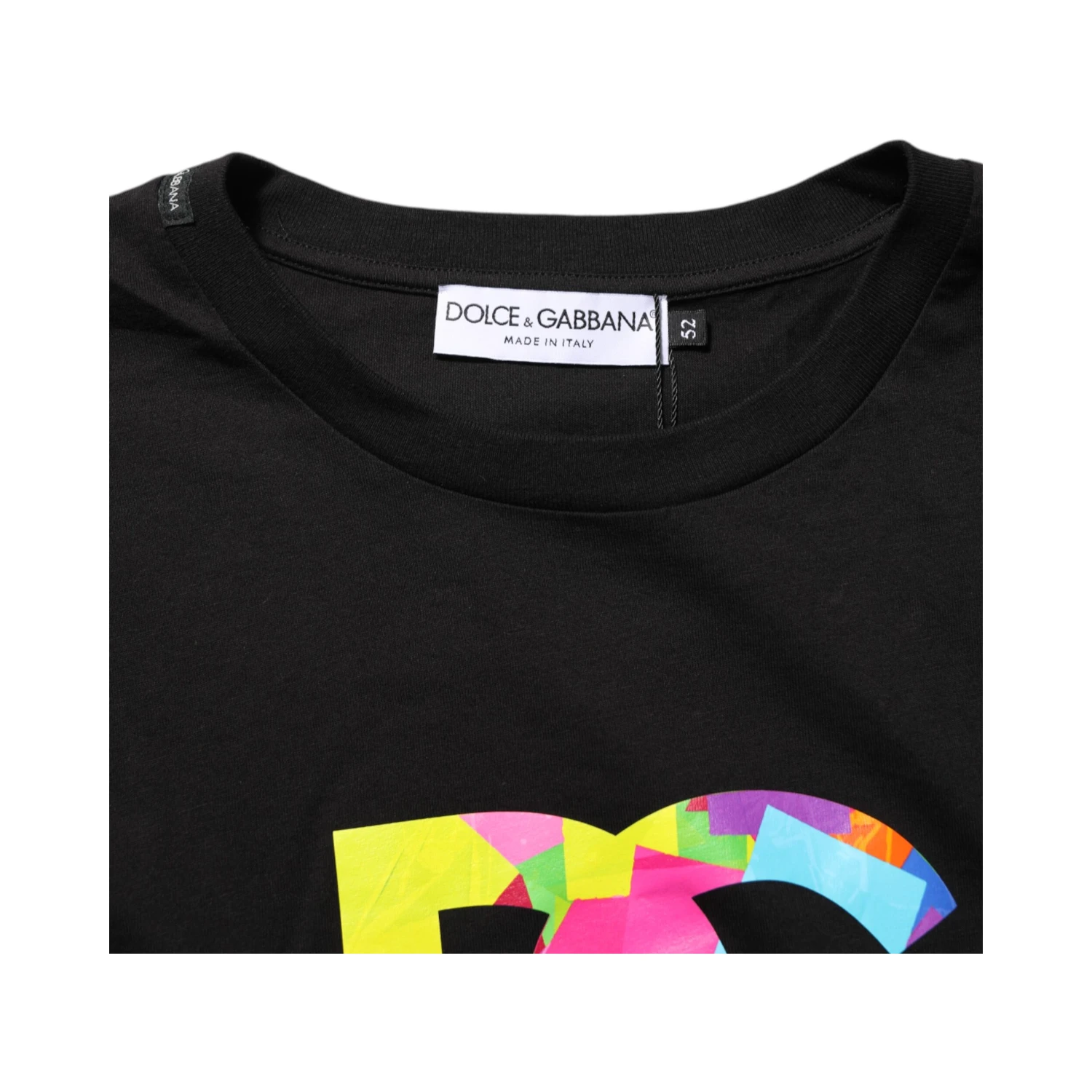 Black Logo Print Cotton Men Crew Neck T-shirt