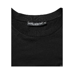 Black Logo Plaque Cotton Crew Neck T-shirt