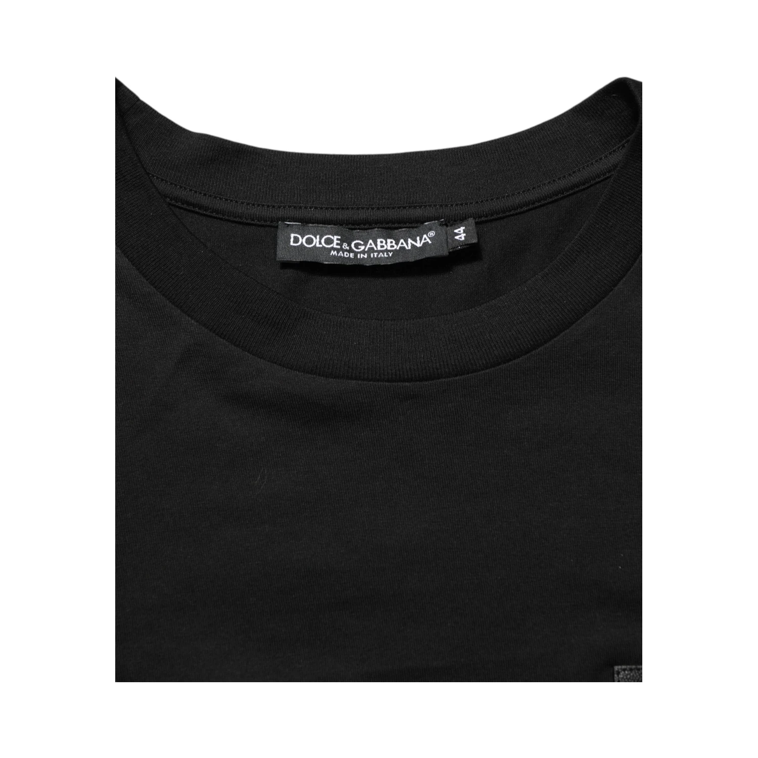 Black Logo Plaque Cotton Crew Neck T-shirt