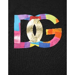 Black Logo Print Cotton Men Crew Neck T-shirt