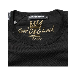 Black Goodluck 2021 Cotton Crew Neck T-shirt