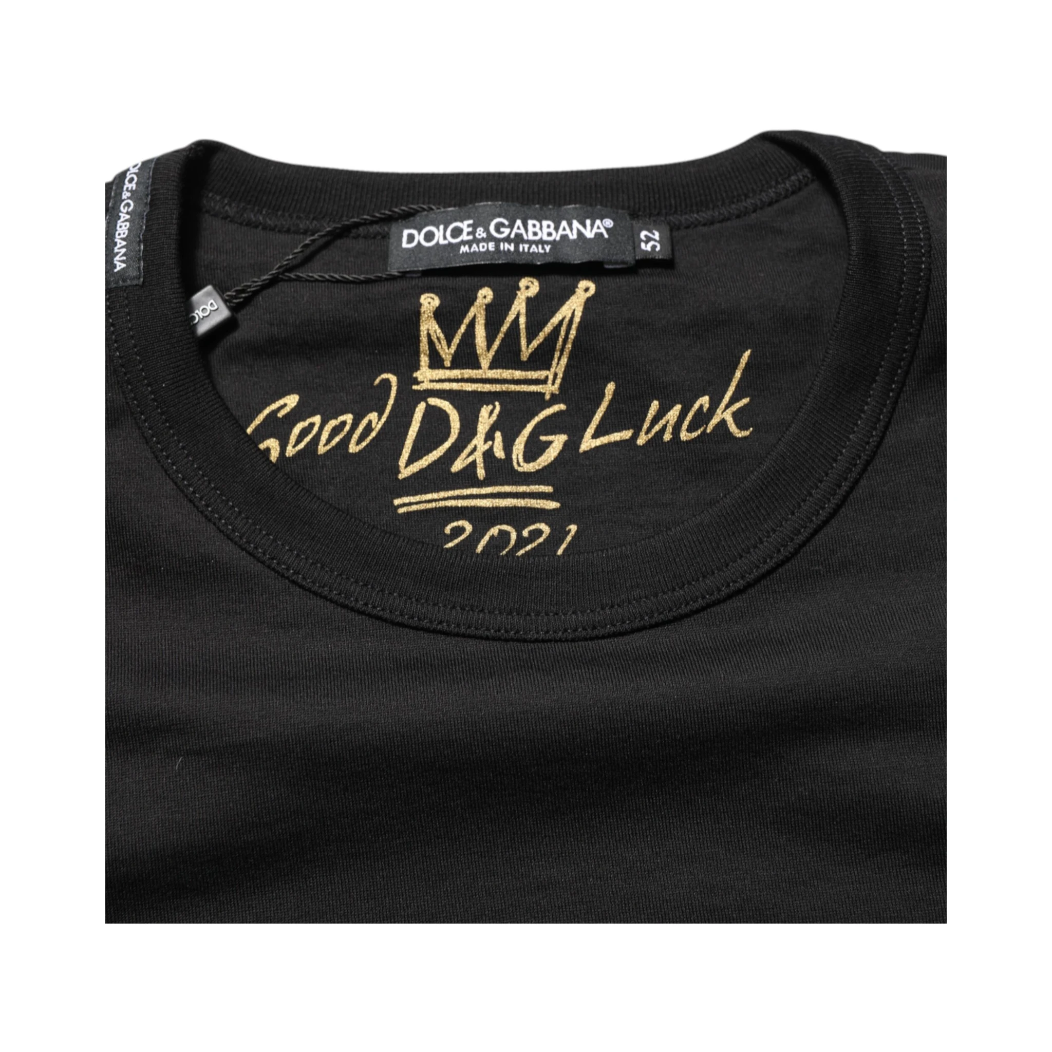 Black Goodluck 2021 Cotton Crew Neck T-shirt