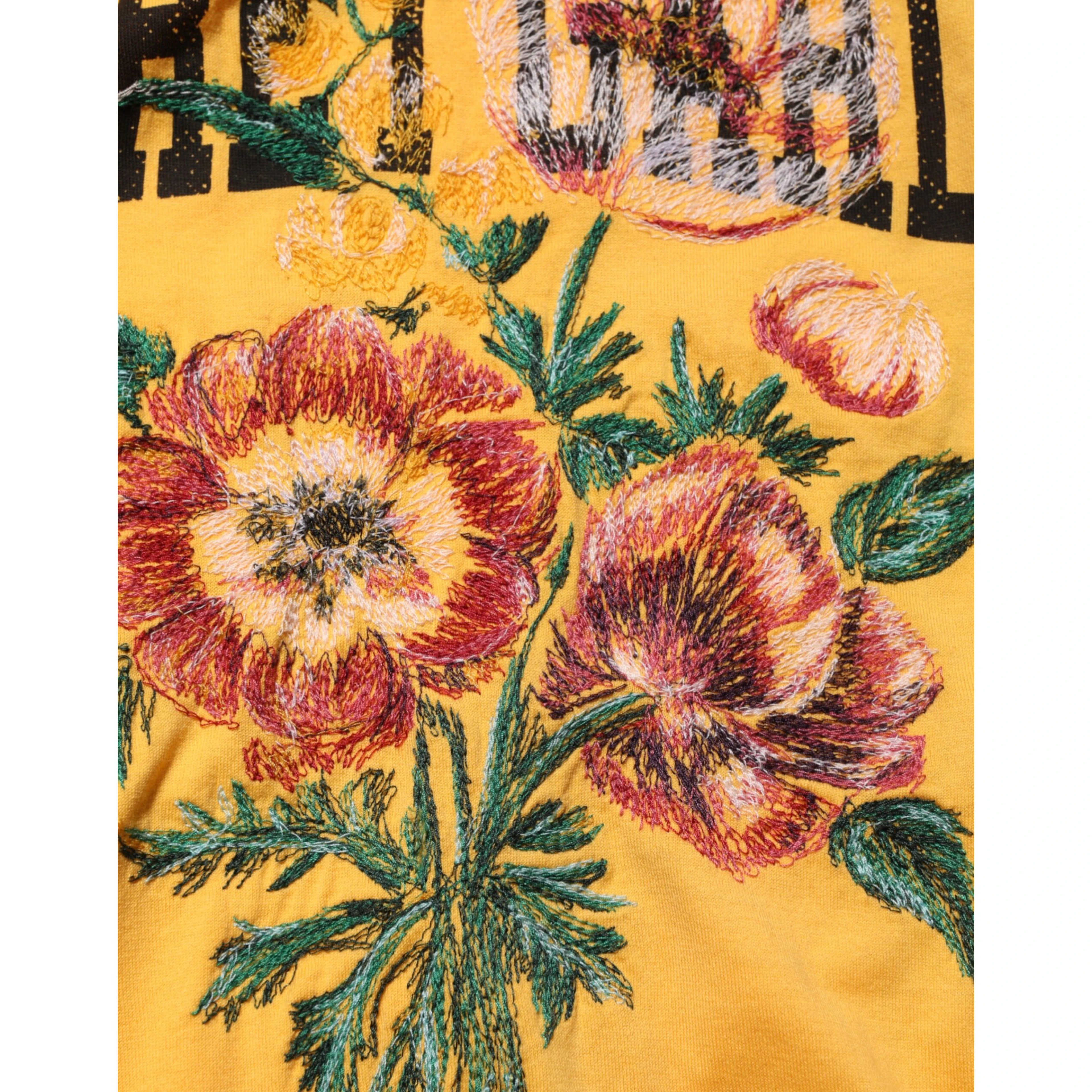 Yellow Secret Graden Floral Cotton Crew Neck T-shirt