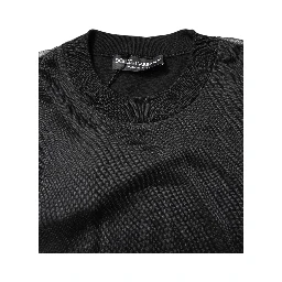 Black Logo Polyester CrewNeck Sweatshirt Sweater